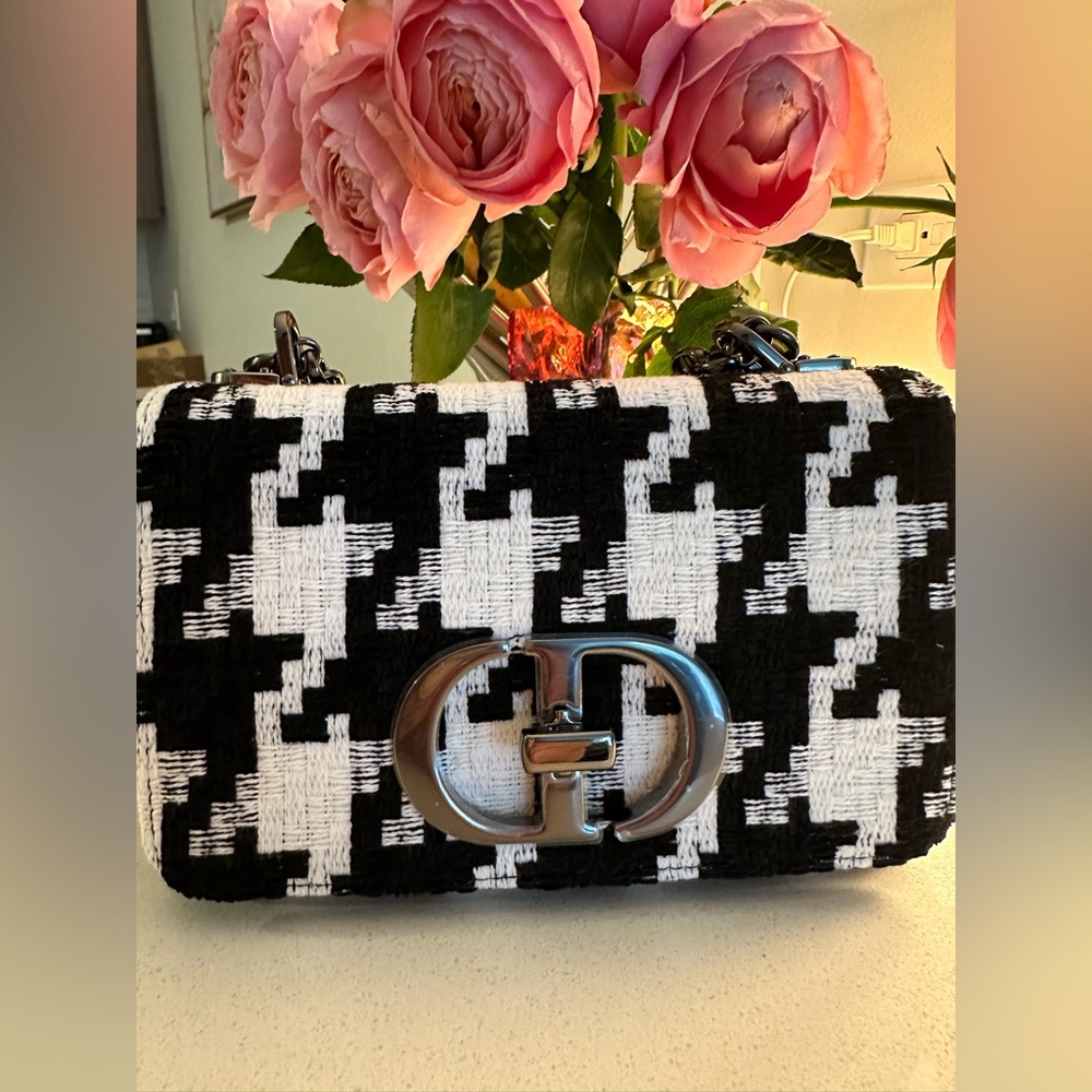 SOLD ***Dior houndstooth tweed small caro bag